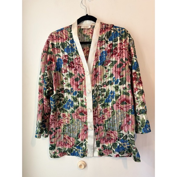 Victoria's Secret Other - Vintage Victoria's Secret Gold Label Semi Sheer Floral Button Down Sleep Shirt S